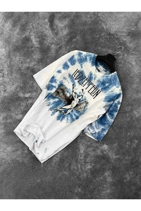 Baskılı Oversize T-shirt Mavi 2512-221220AB