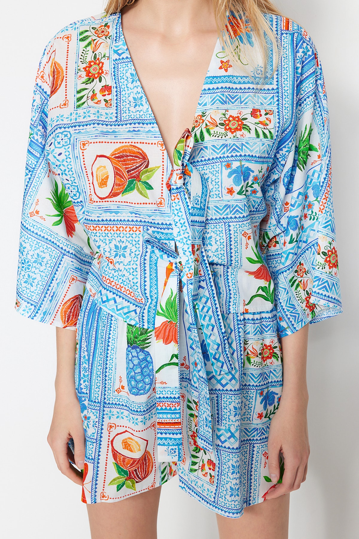 Sun Print Shirt And Shorts Set In Blue