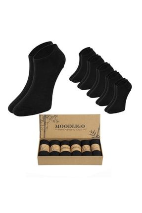 Erkek 6'lı Premium Bambu Patik Çorap - Siyah - Kutulu MDLM-6KB-BOX