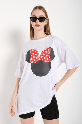 Kadın Beyaz Unıque Minie Mouse T-shirt MN01
