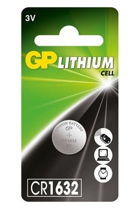 Cr1632 1632 Boy Lityum Düğme Pil, 3 Volt, Tekli Kart GPCR1632-C1
