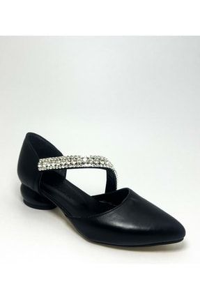 Siyah Kadın Bilekten Taşlı Klasik Topuklu Ayakkabı - Siyah - 36 BA04003