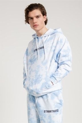 Batik Yıkamalı Mavi Oversize Erkek Sweatshirt 70148E