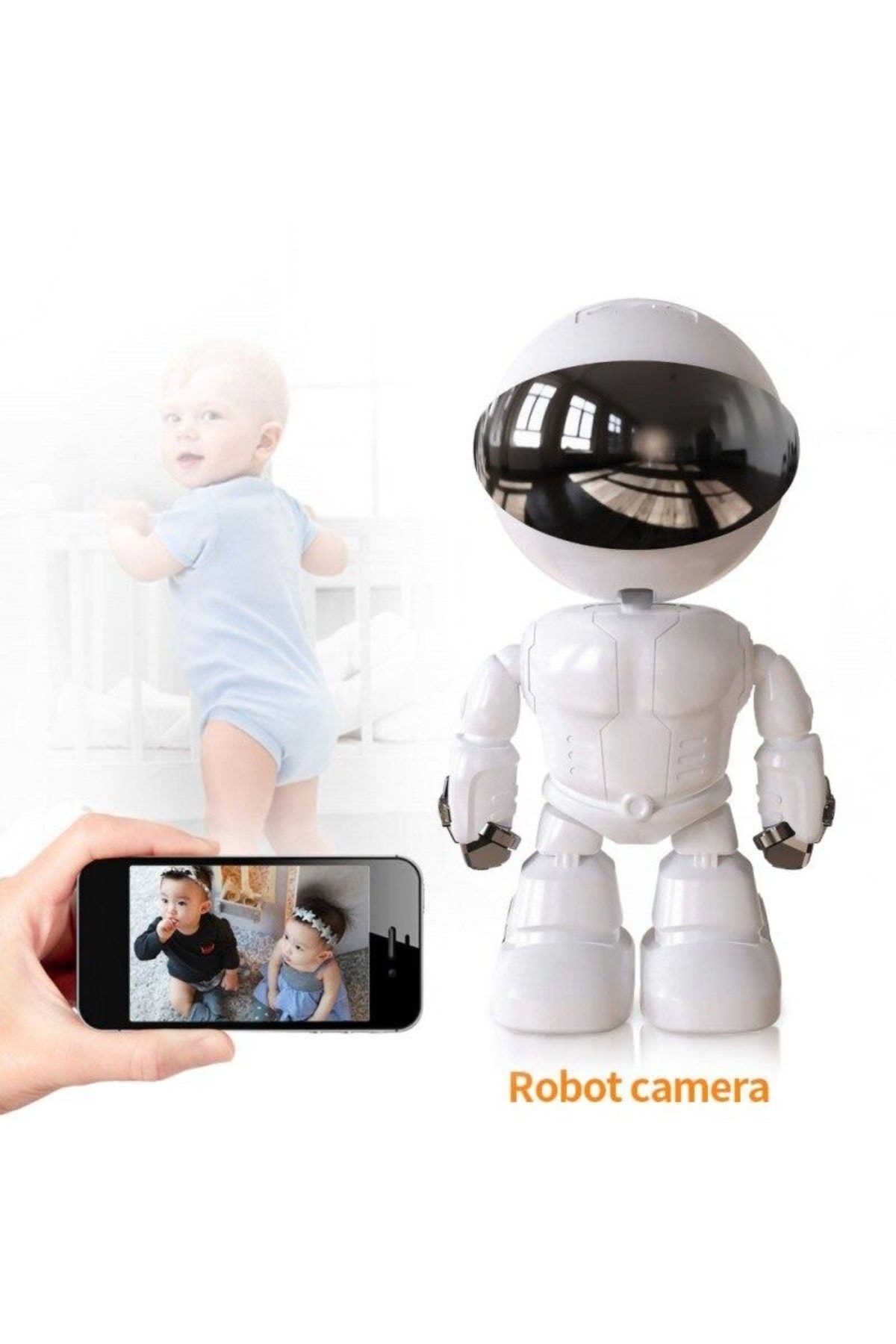 Lisa Butik 1080p Robot Görünümlü Bebek Bakıcı Wifi Ip Güvenlik Kamerası Kablosuz Gece Görüşlü fotoğrafı 3 (önizleme)