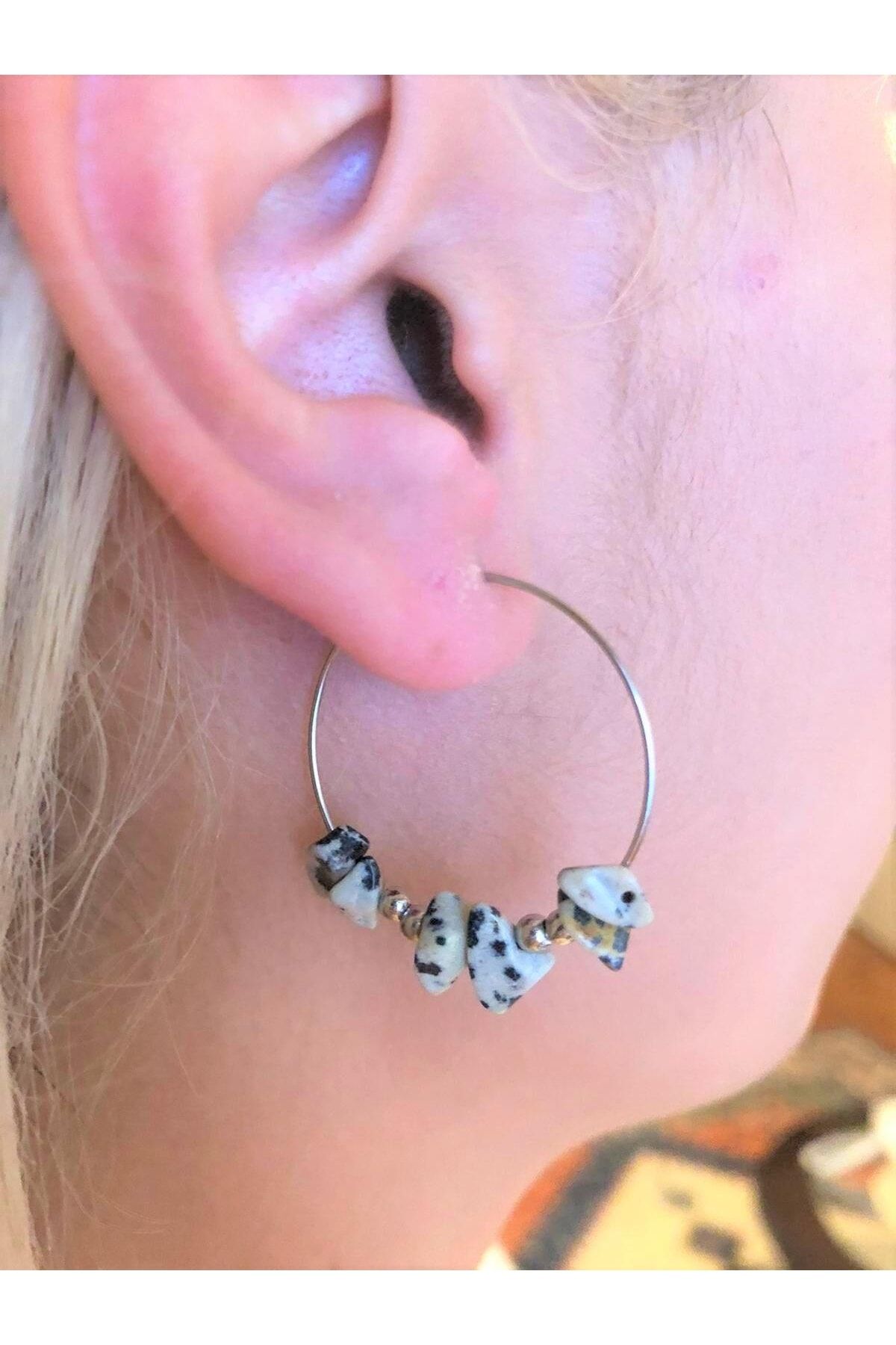 NATURAL M Spotted Jasper Stone Natural Stone Earrings Original Natural Stone Earrings Gift