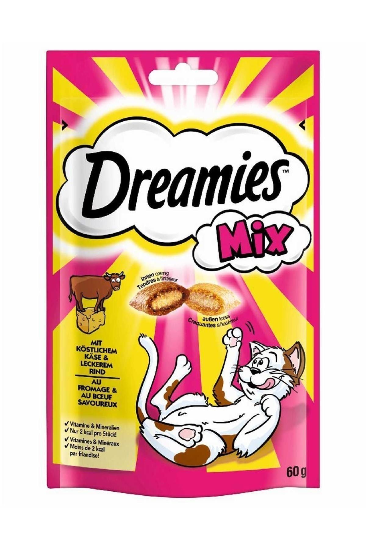 غذای گربه تشویقی طعم پنیر بیف تکی 60 گرم دریمز Dreamies