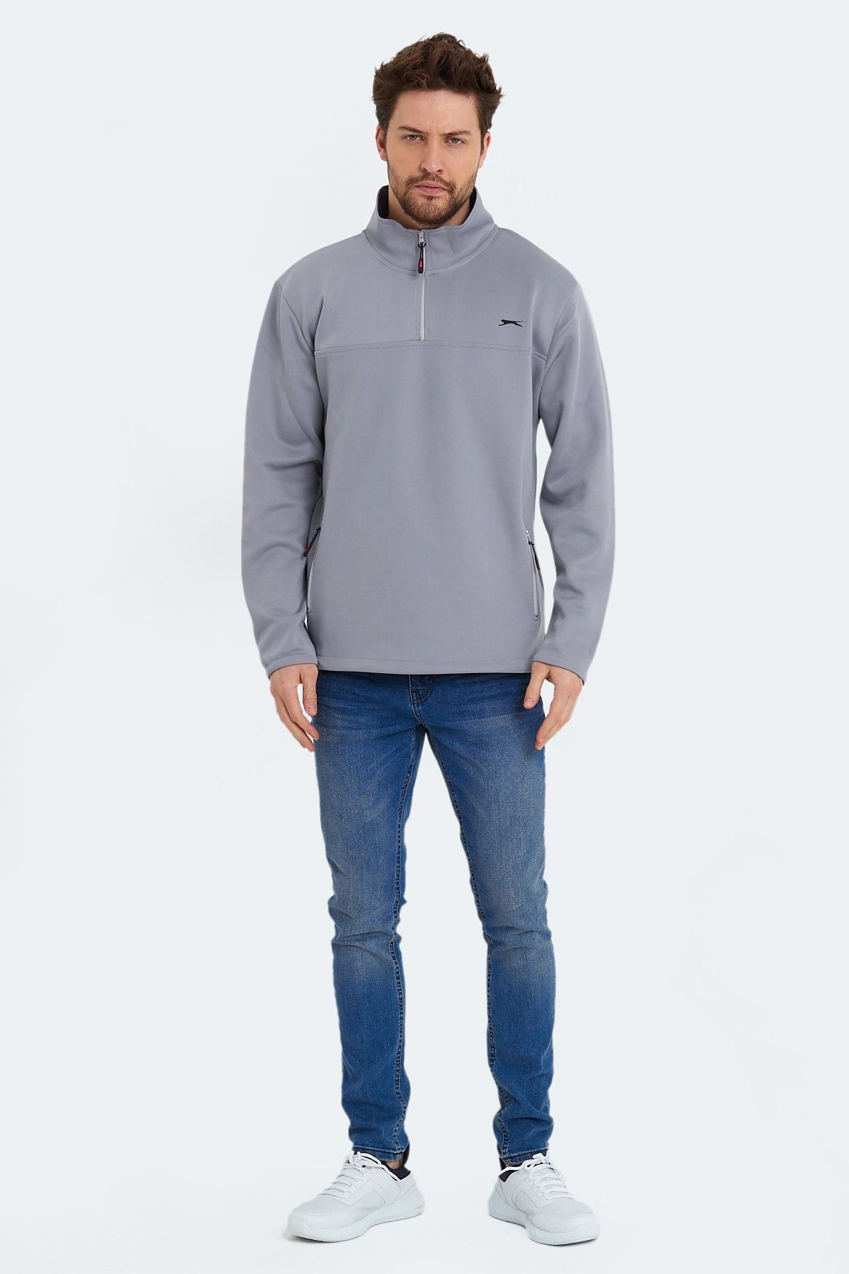 Slazenger Send Erkek Sweatshirt Açık Gri BY7064