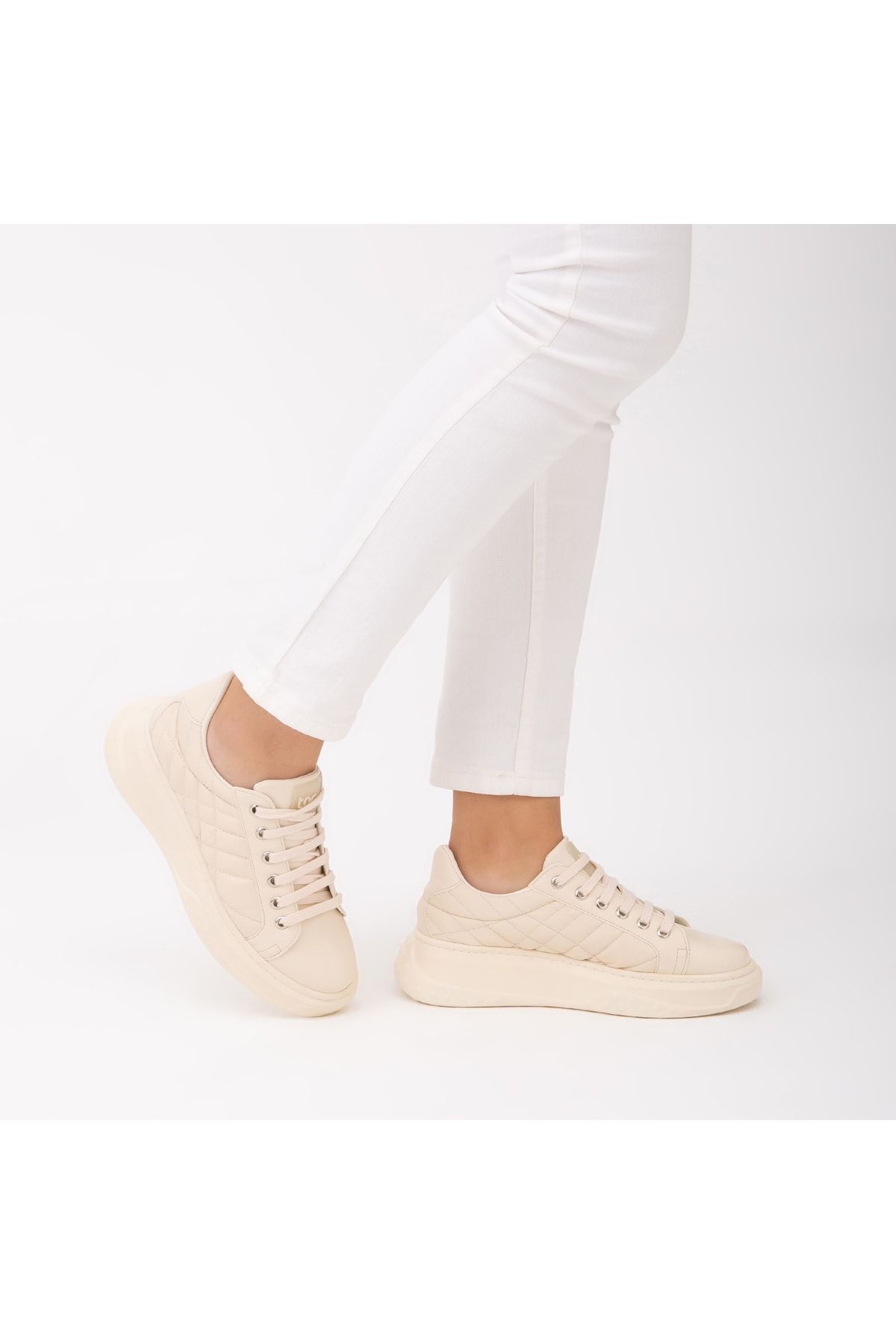 Tamer Tanca Bej - Kadın Vegan Sneakers & Spor Ayakkabı 817 9006 Bn Ayk Y22