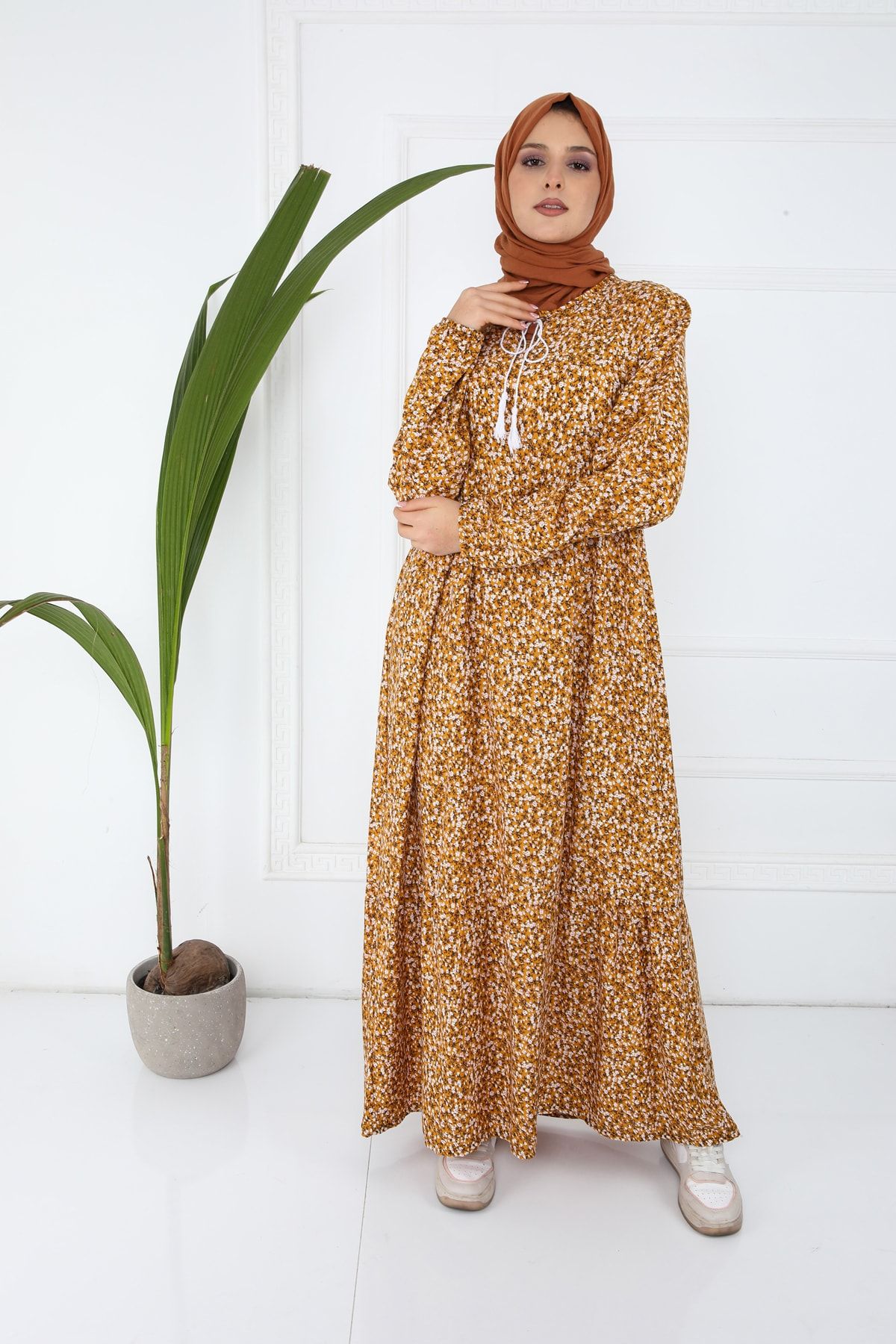 Kutay Collection Shawl Pattern Long Length Hijab Dress