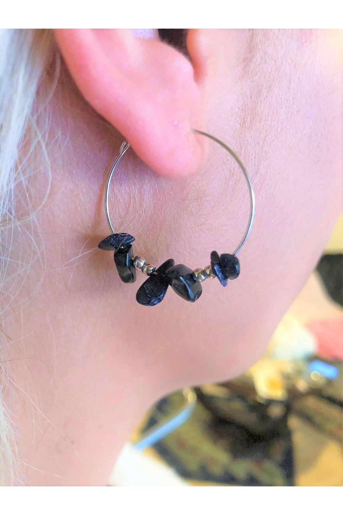 NATURAL M Dark Blue Star Stone Natural Stone Earrings Original