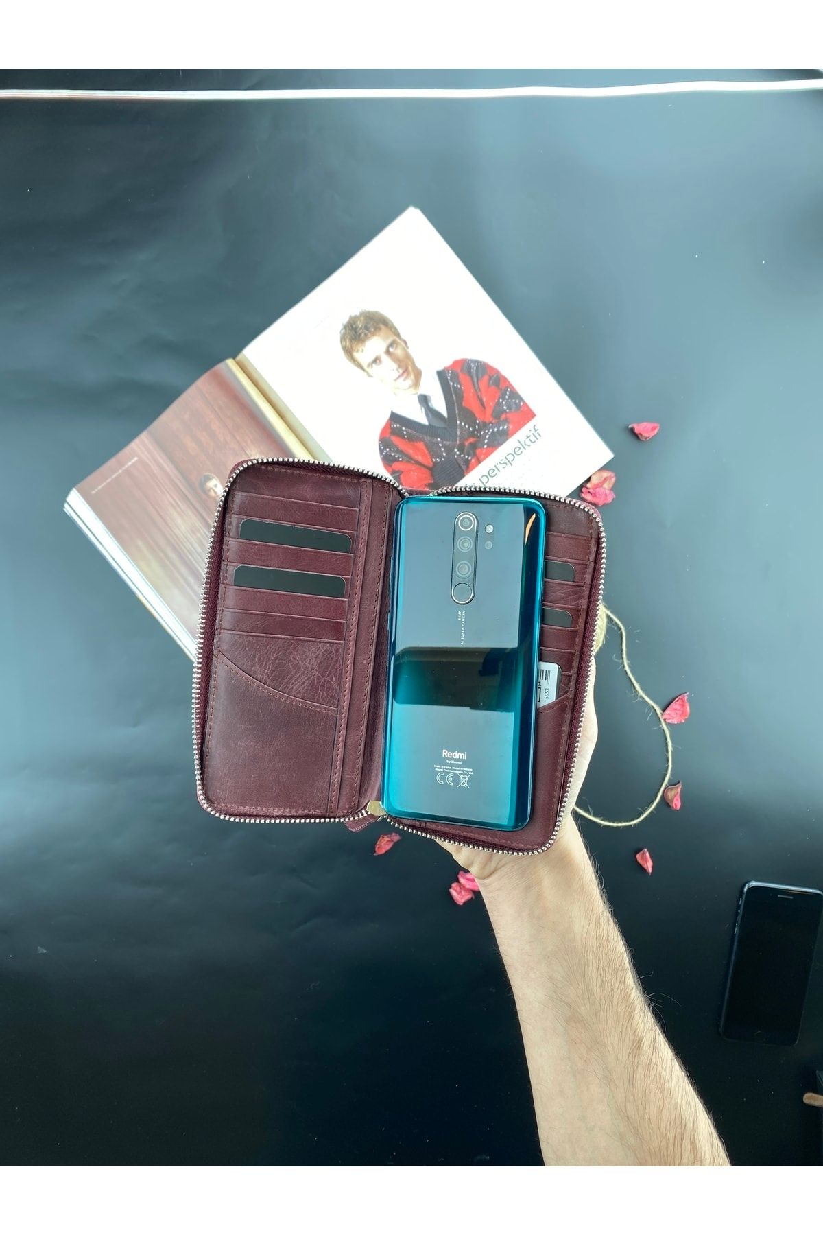 rakunart-Forest Zippered Portfolio Wallet Claret Red 3