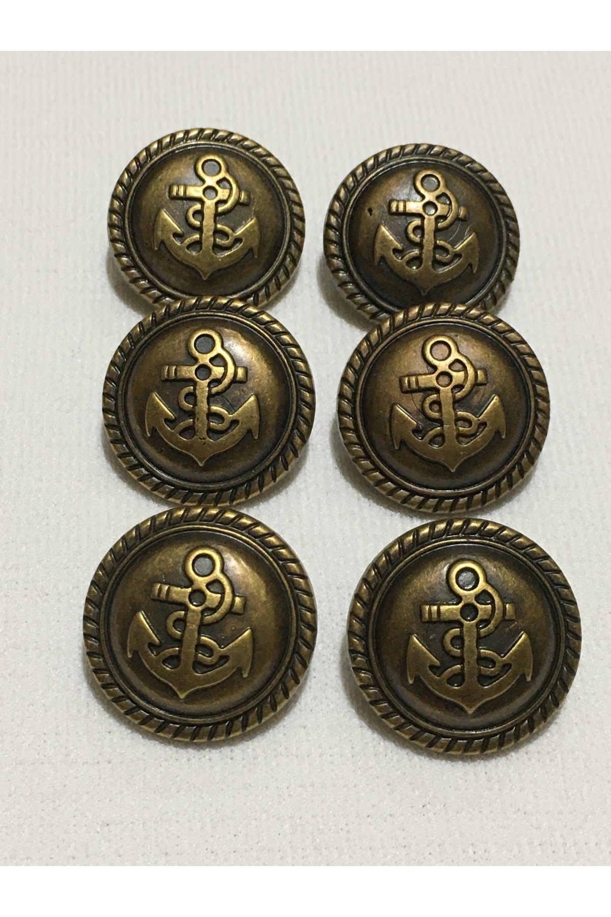 Coat Trench Coat Button Anchor Pattern Metallized Oxide (PLASTIC) Set of 6