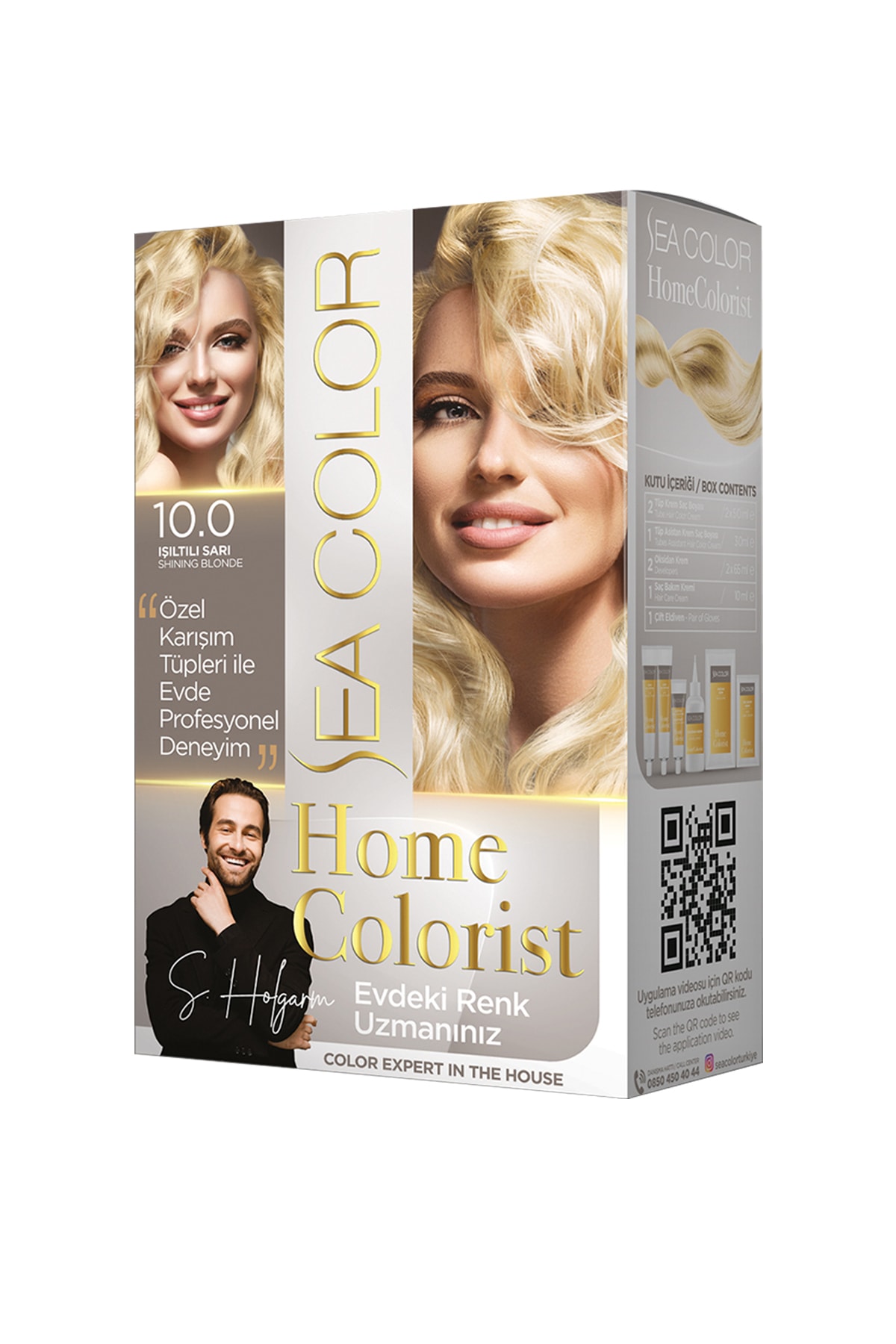 Sea Color 2 Tüp Home Colorist 10.0 Işıltılı Sarı Premium Saç Boyası Evde Profesyonel Sonuç