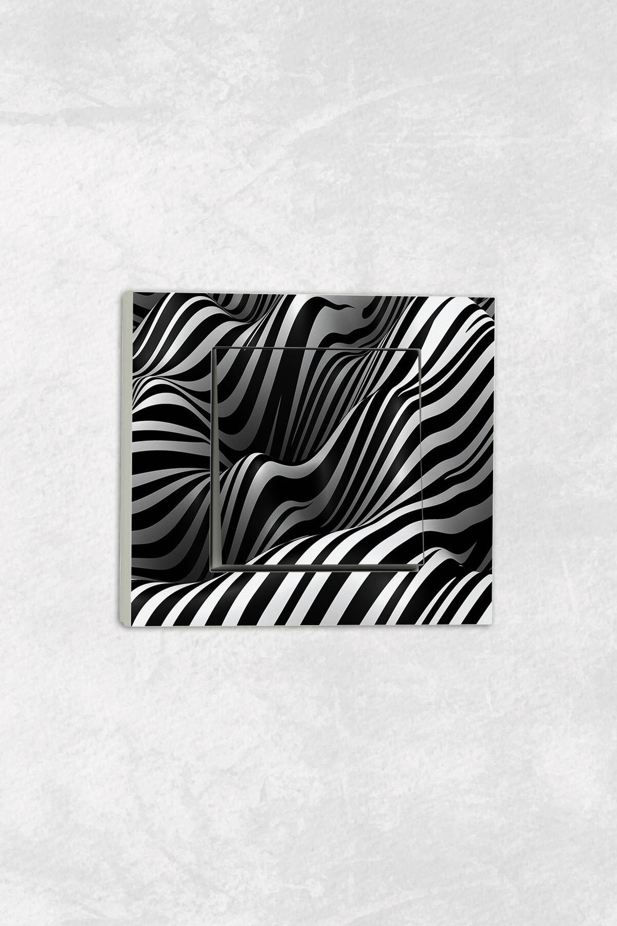 markcat-Ovivo grano UV Printed Zebra Pattern White Single Switch Socket Frame Set 1