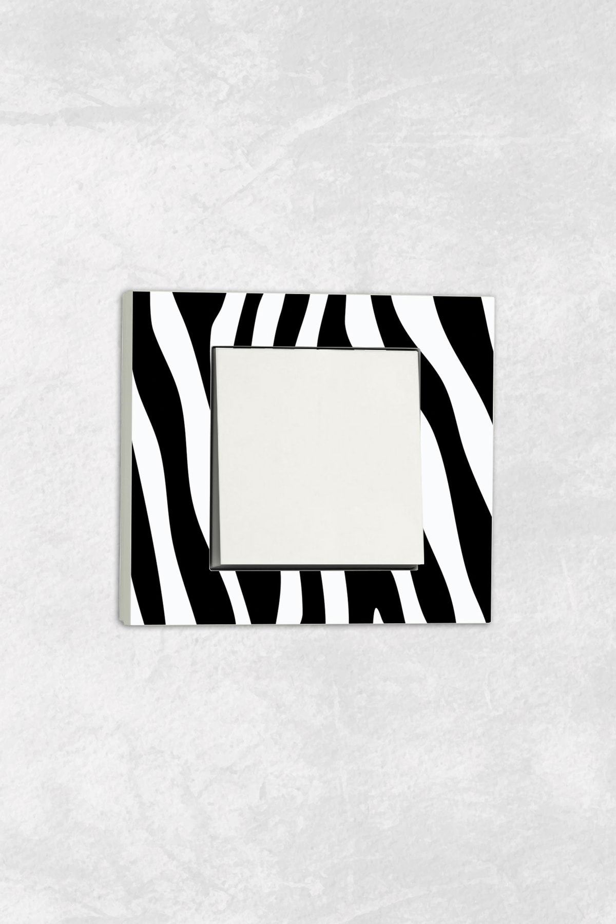 markcat-Ovivo grano UV Printed Zebra Pattern White Single Decorative Switch Socket Frame Set 1
