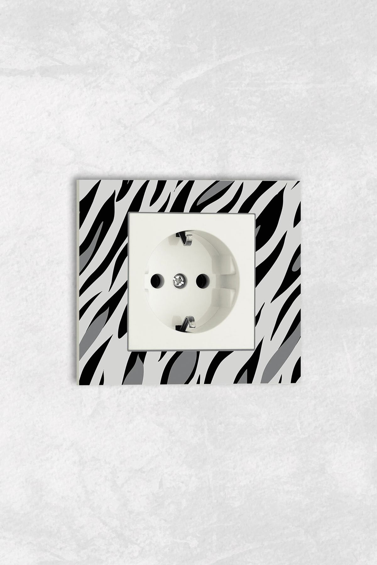 markcat-Ovivo grano UV Printed Zebra Pattern White Single Grounded Socket Frame Set 1