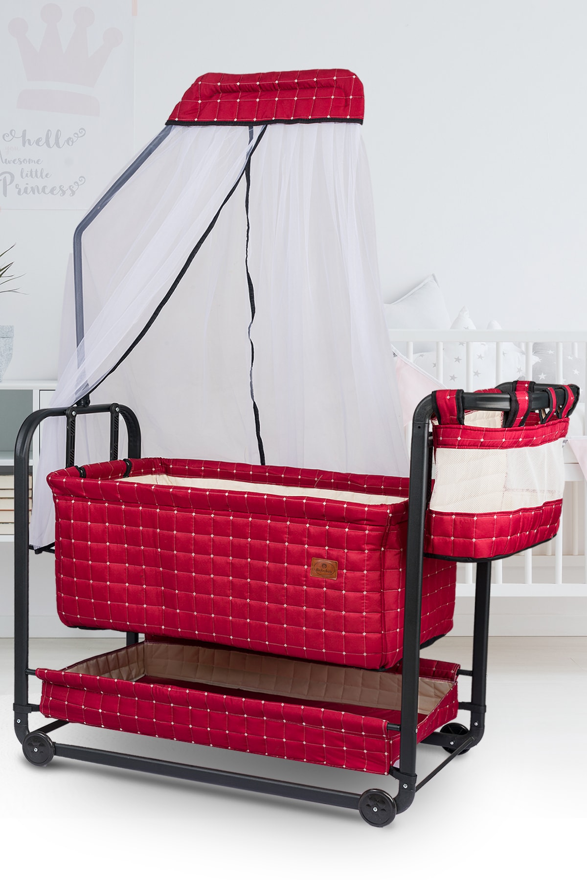 Bebelovv Anne Yanı Sallanabilir Bebek Beşiği Portatif Hamak Sepet Beşik Safir