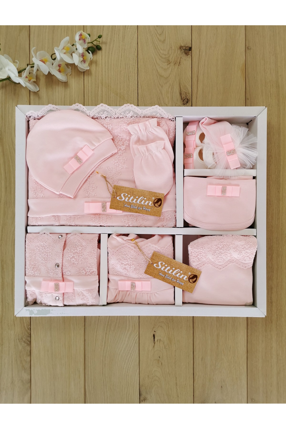 Sitilin Kız Bebek Dantelli Lüks 10 Lu Hastane Çıkışı Defne Sabunlu Set