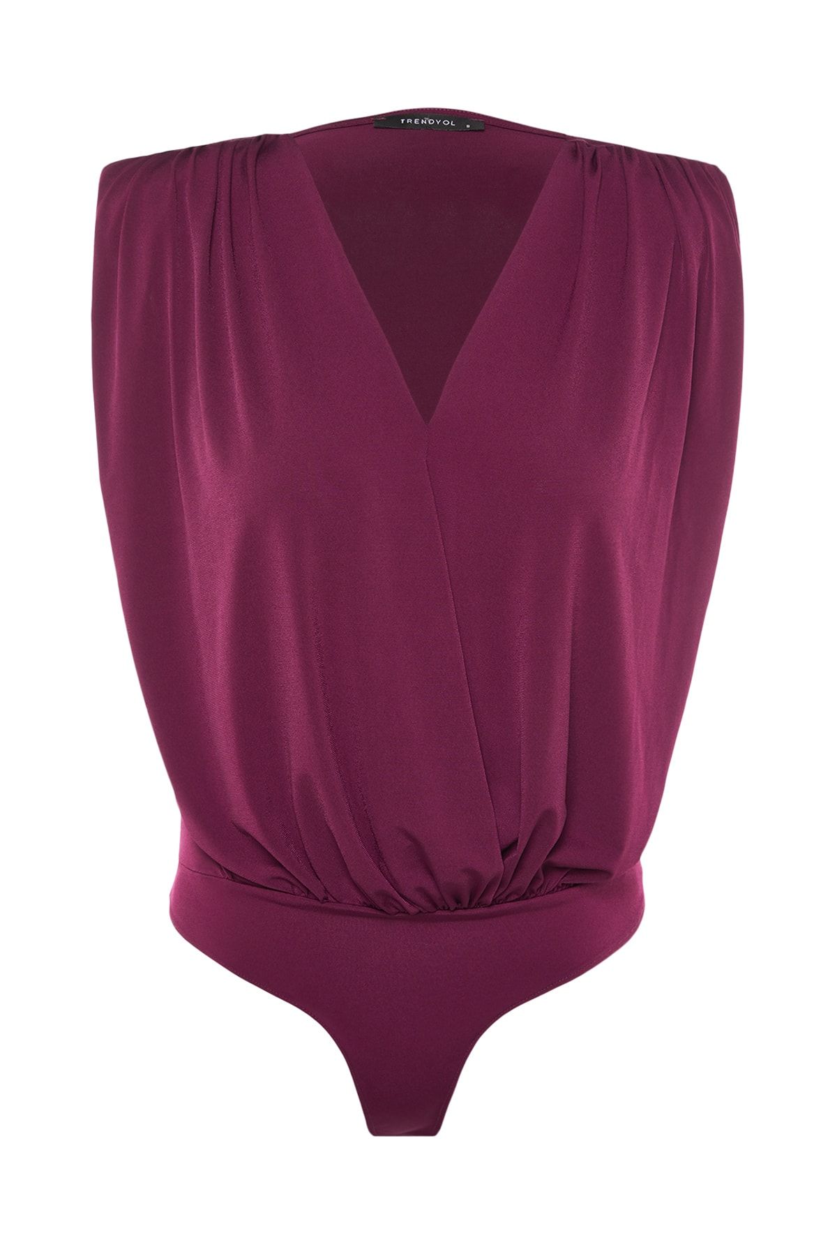 Trendyol Collection-Pflaumenfarbener, gepolsterter Strickbody mit flexiblem Druckknopf und zweireihigem Kragen TWOSS23BD00007 8