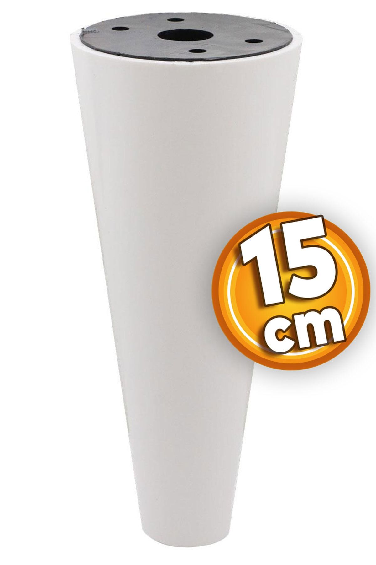 Badem10 Mobilya Baza Koltuk Puf Ayak Orta Konik Kanepe Destek Ayağı Beyaz 15 Cm