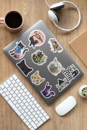 Cute Cats Temalı Defter Ajanda Planner Laptop Notebook Tablet Sticker Seti 6 FLDRT-LPT-121