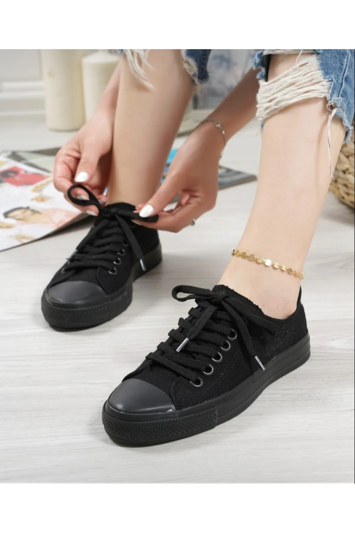 wefashion  Unisex Canvas Siyah Spor Ayakkabı - Görsel 2