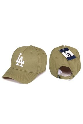 La Los Angeles Nakış Logolu Baseball Şapka Haki Beyaz LAmrt2215