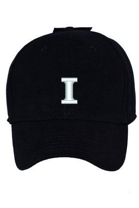 I Harfli Kişiye Özel Pamuk Şapka Siyah HRFPM0010