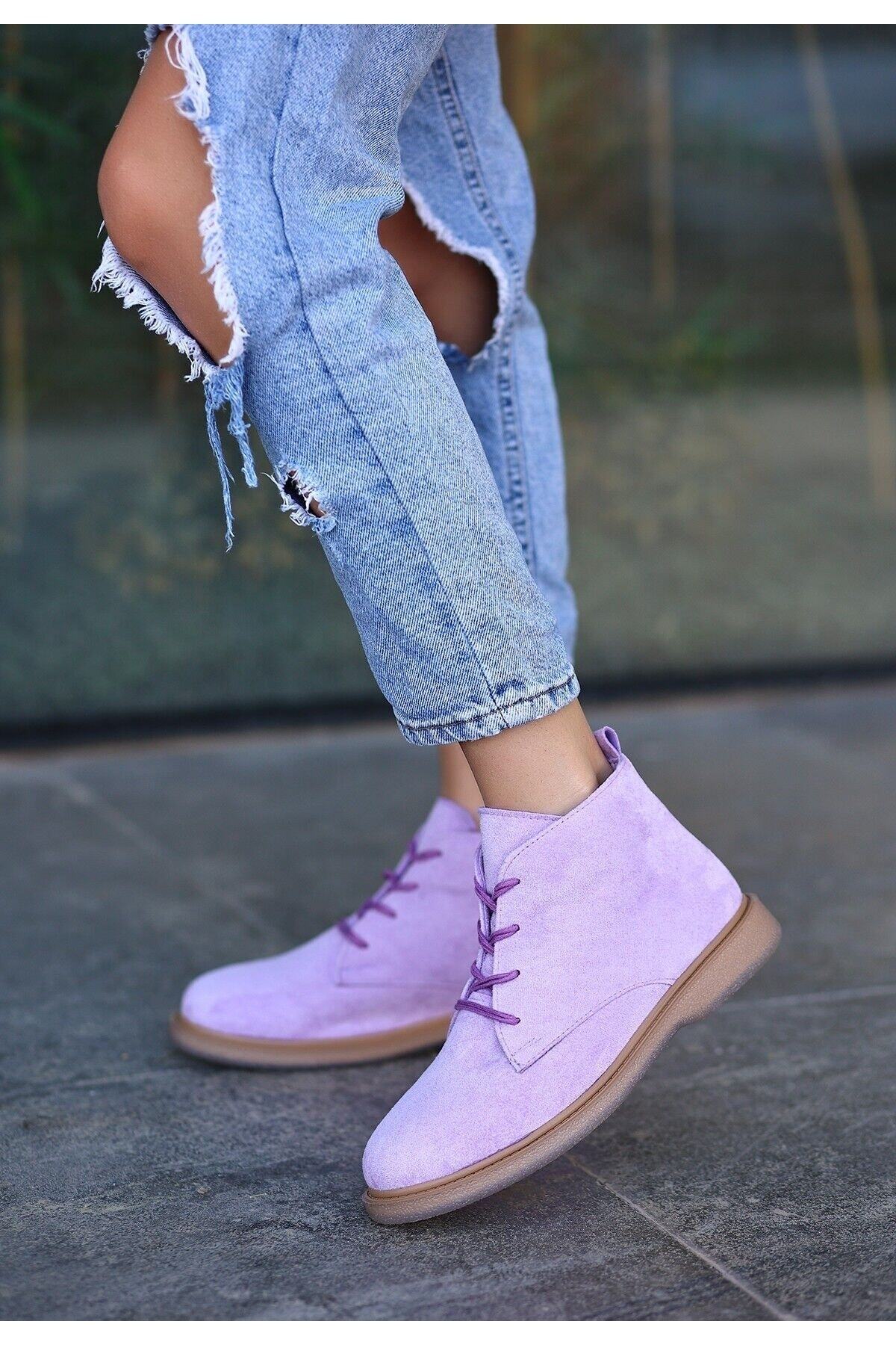 Kean Lila Süet Bağcıklı Bot