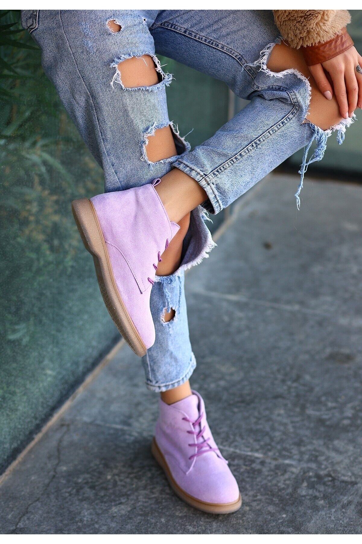 Kean Lila Süet Bağcıklı Bot