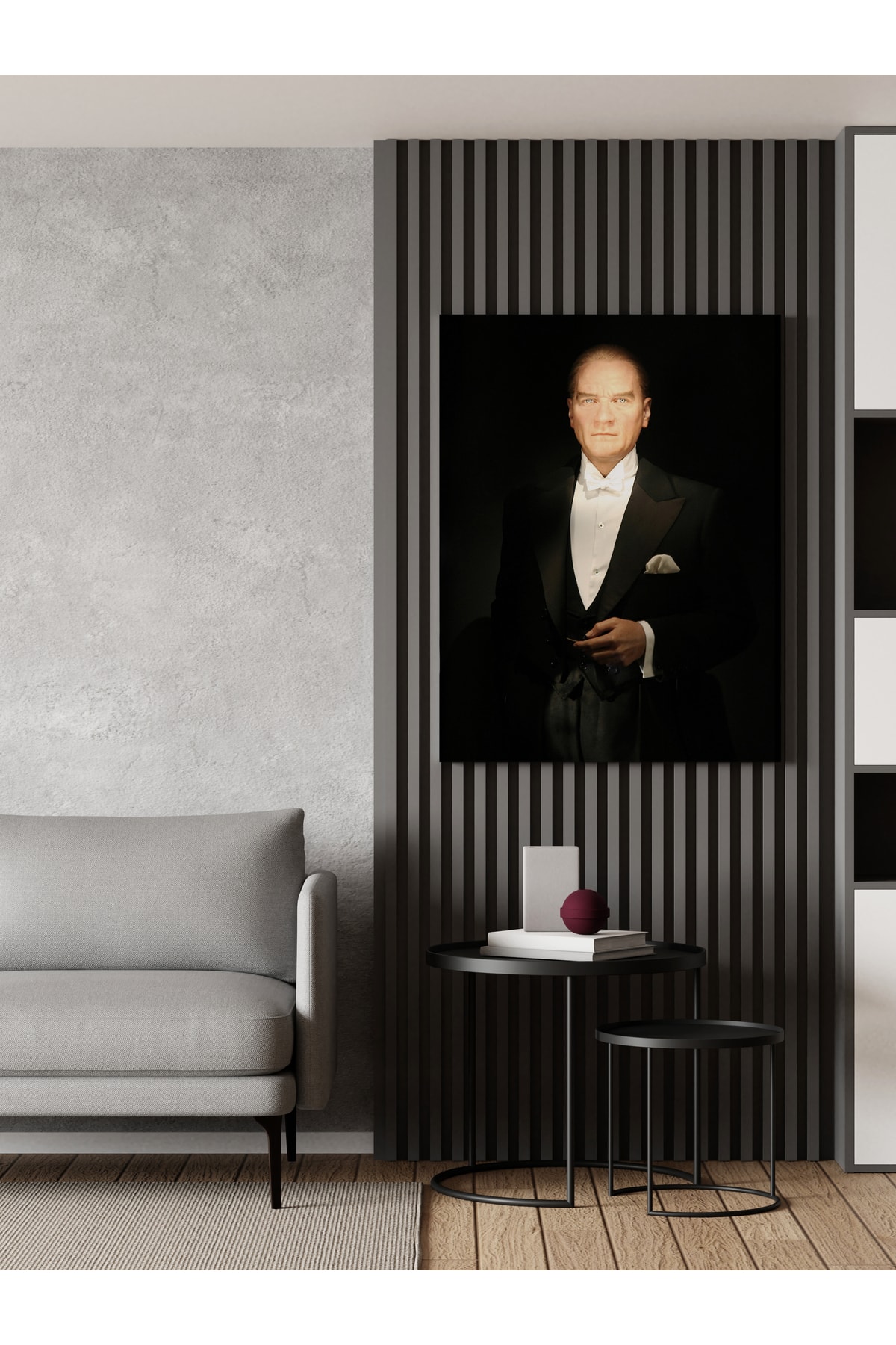 ALVES DESIGN Atatürk Portresi Saygı Köşesi Dekorasyon Kanvas Tablo