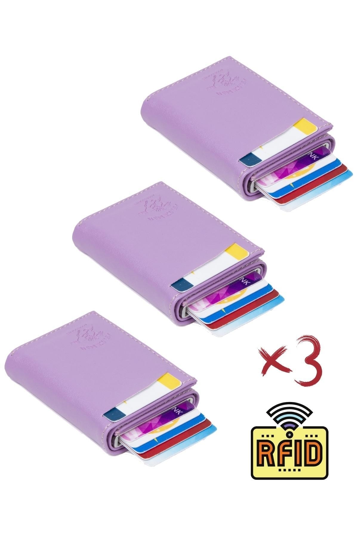 Automatic Sled Card Holder Wallet with Adelina Leather Mechanism 3pcs