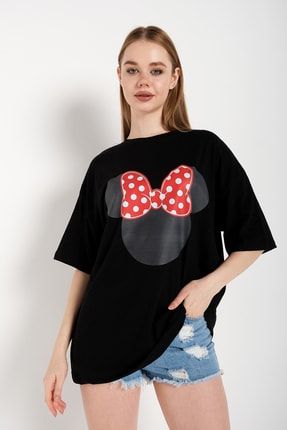 Unıque Kadın Siyah Minie Mouse T-shirt MN01-TS