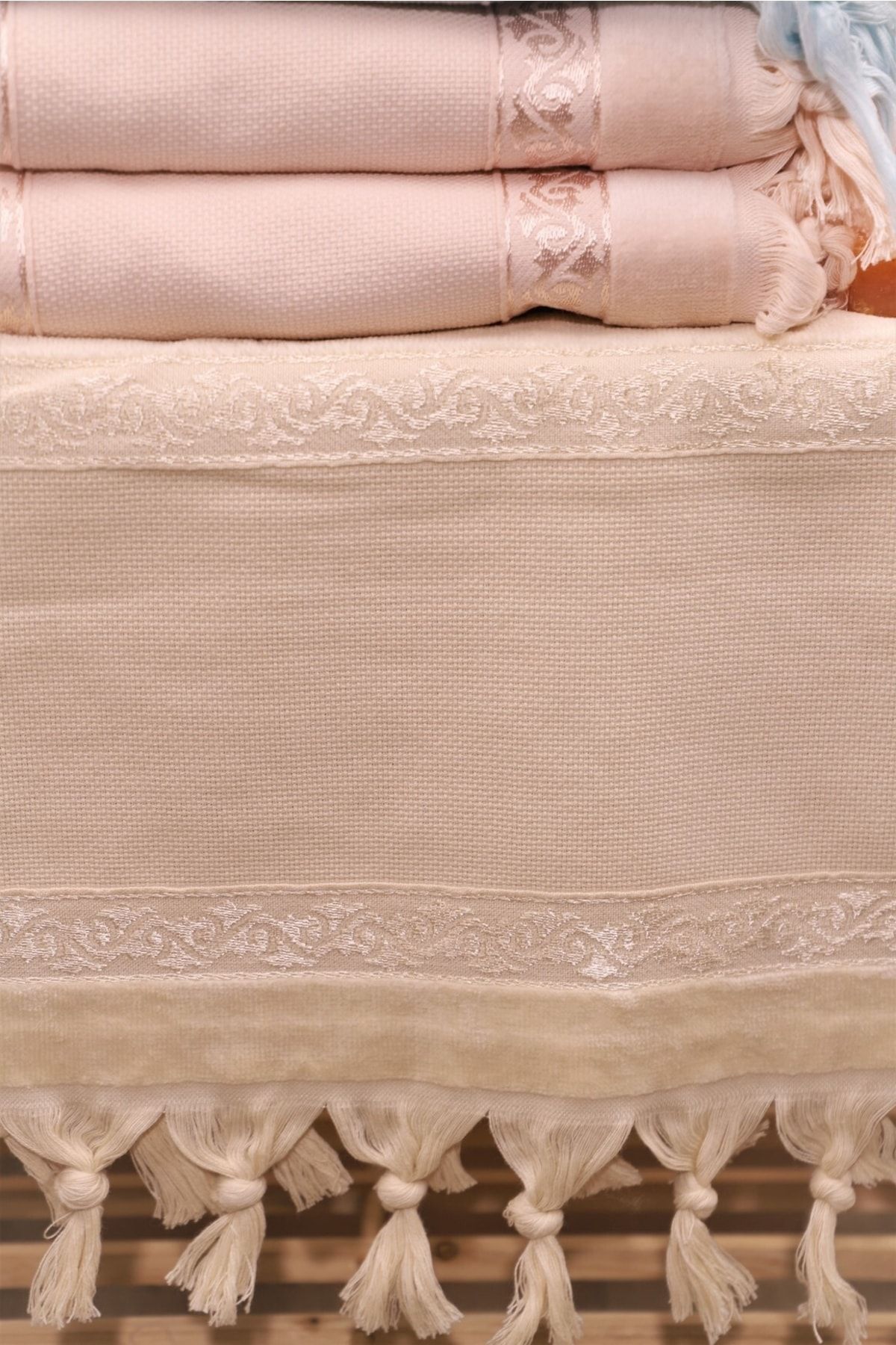 Pidora Textil 6'lı Etamin Jakarlı Bağlama Saçaklı Soft 50*90 El Yüz Havlusu Kaneviçe Işlemelik AN9856