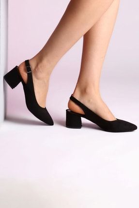 Palermo Siyah Süet 5 cm Topuklu Topuklu Ayakkabı TRNT5
