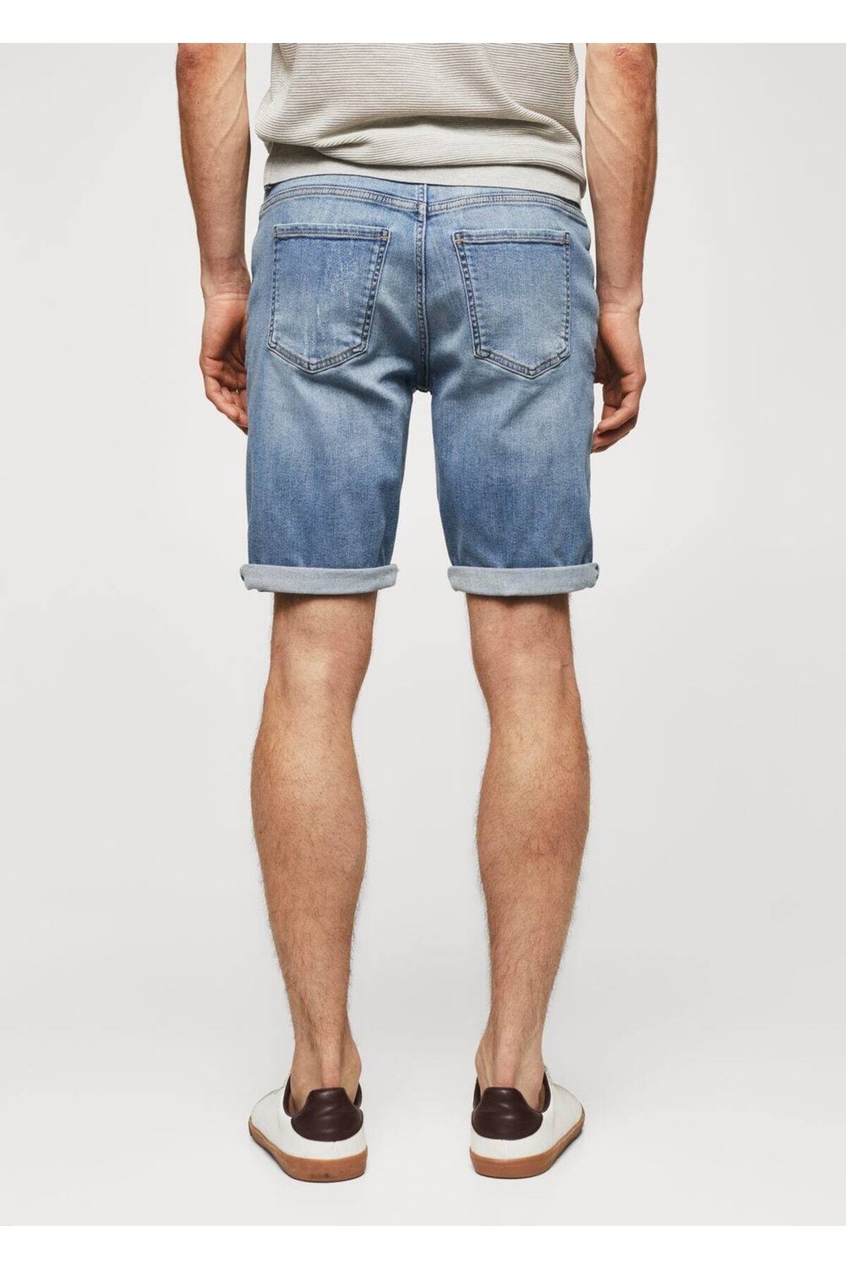 شلوار مردانه آبی منگوMANGO Man | 47045909 اورجینال - تصویر 4