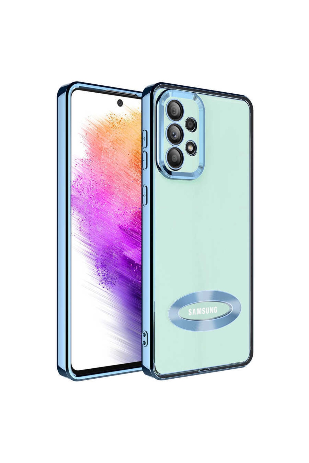 Samsung Galaxy A32 4g Case Camera Protected Logo Displaying Zore Omega Transparent Cover