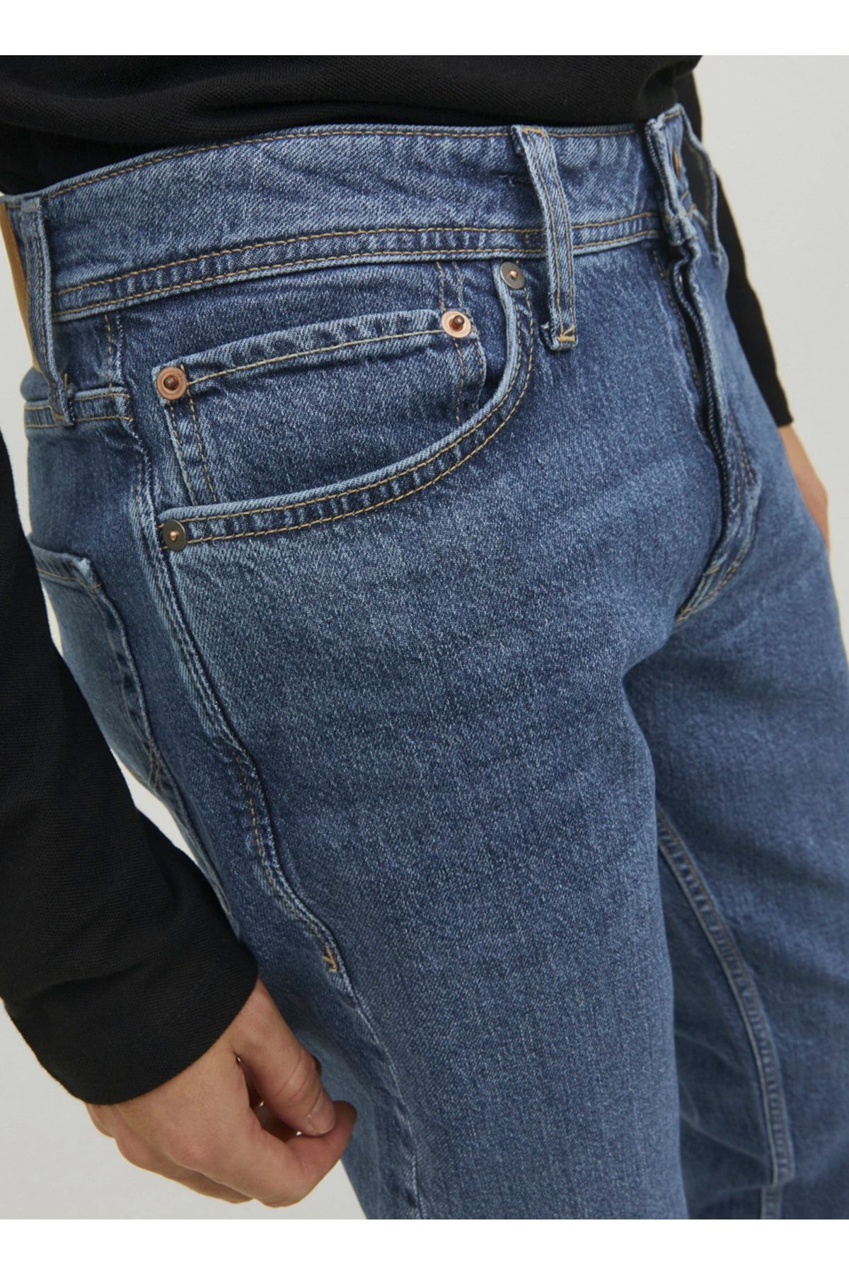 Jack & Jones Normal Bel Dar Mavi Erkek Denim Pantolon Jjıtım