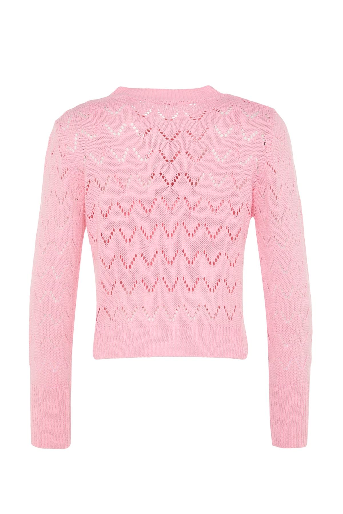 Trendyol Collection-Rosa Blusen-Cardigan-Set mit Knopfdetail, durchbrochen/Lochmuster TWOSS23HI00000 8