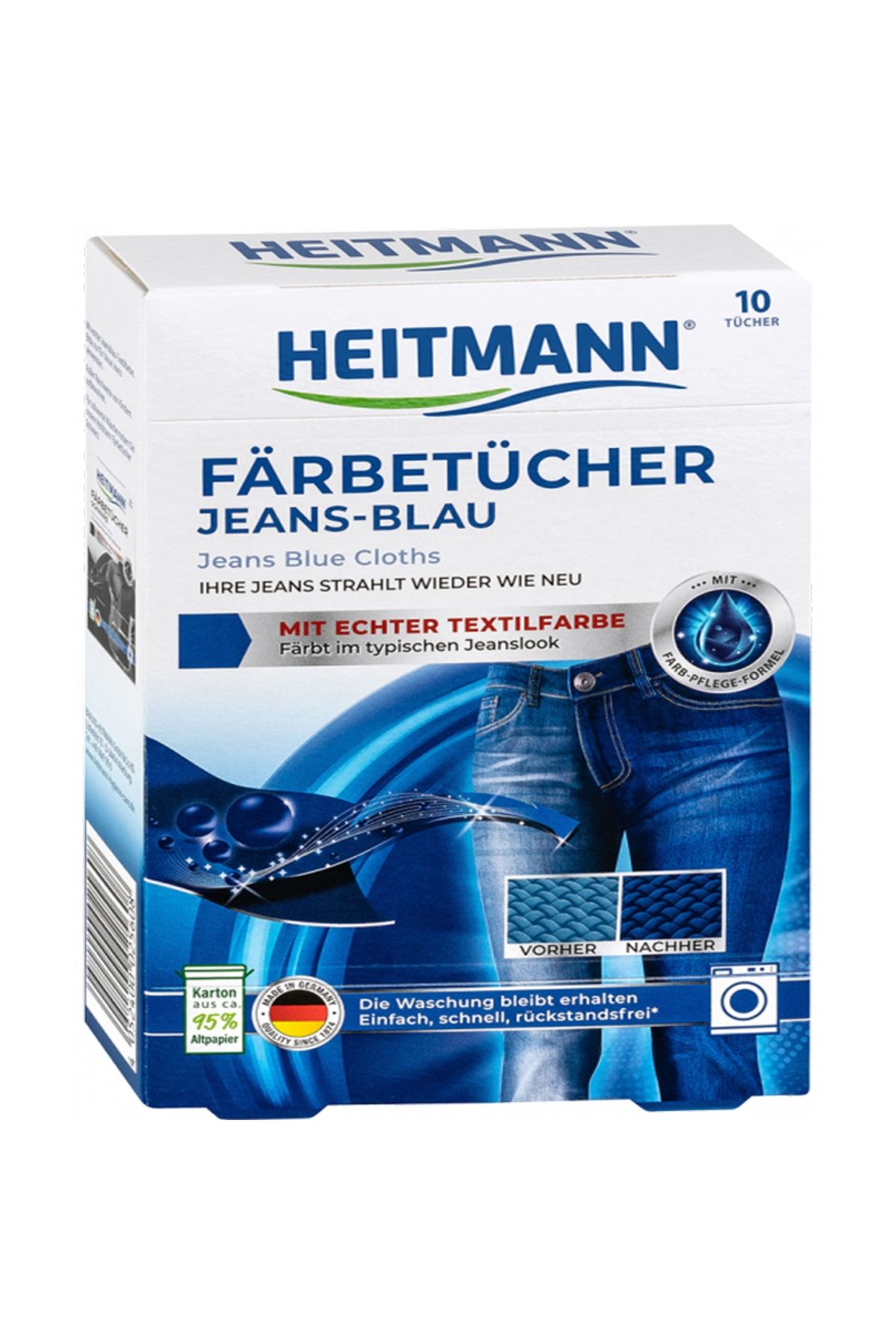 HEITMANN Blue Jean Mavisi Renk Koruyucu Ve Boyayıcı Mendil 10'lu