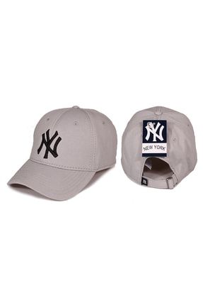 Ny New York Nakış Logolu Baseball Şapka Gri Siyah TYC00406077668
