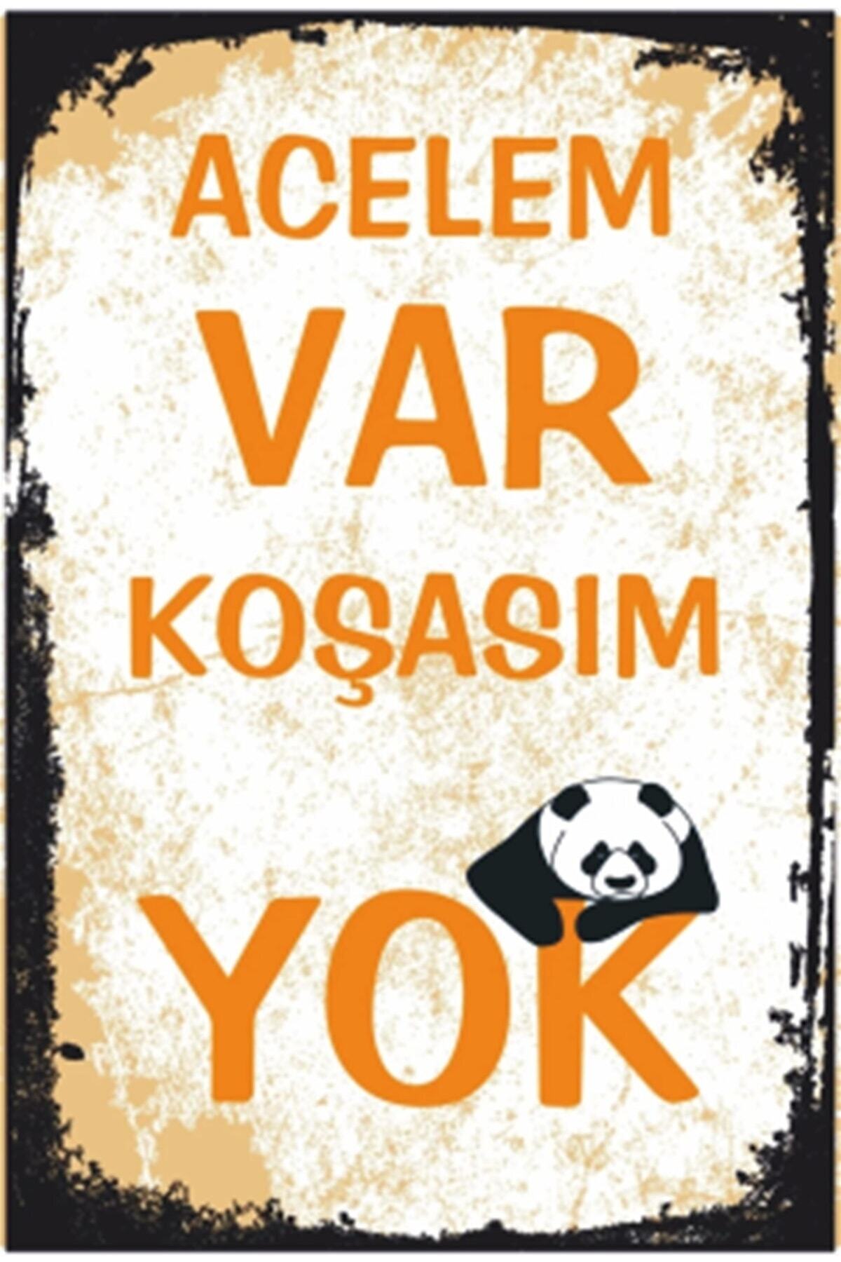I'm in a Rush I'm Not Running Panda Retro Wood Poster