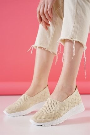 Vizon Nude Kadın Günlük Rahat Triko Günlük Ortopedik Keten Ultra Hafif Ayakkabı Rahat Şık Ortopedik Ayakkabı 121195
