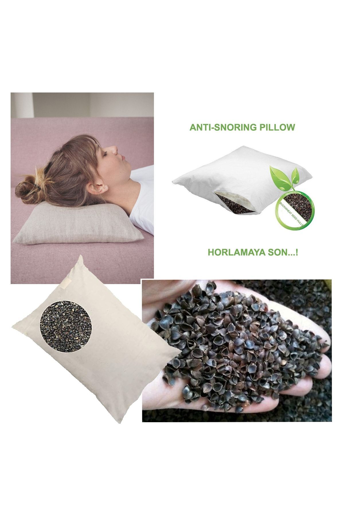 BON E Anti Snoring Buckwheat Filled Pillow with Buckwheat Filling Trendyol