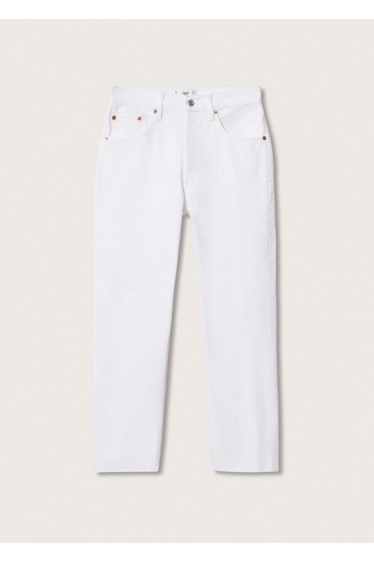 Yüksek Belli Crop Düz Kesim Jean