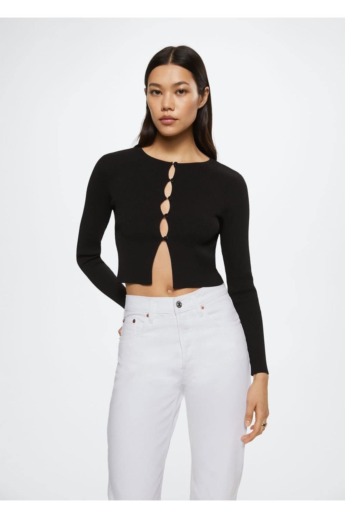 Yüksek Belli Crop Düz Kesim Jean