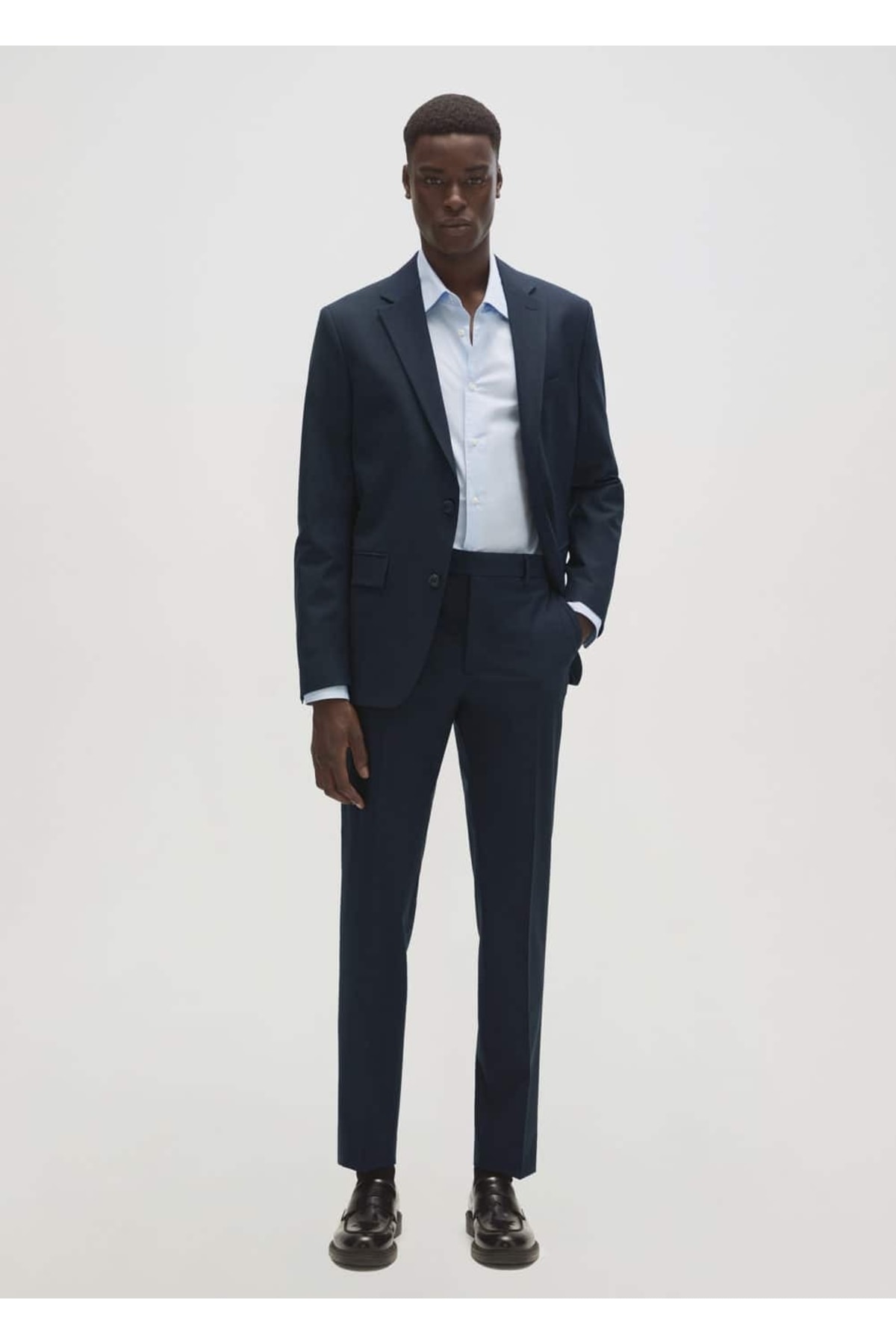 شلوار مردانه آبی سرمه ای منگوMANGO Man | 37034772 اورجینال - تصویر 7