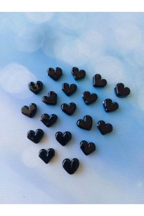 Murano El Yapımı Siyah Renk Kalp Boncuk (2 ADET) MRN0203