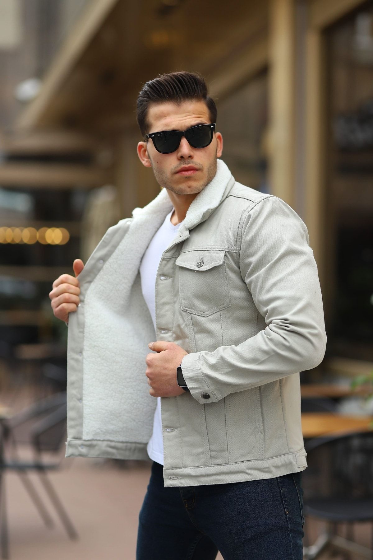 comstar Men's Fur Lined Denim Jacket - Trendyol
