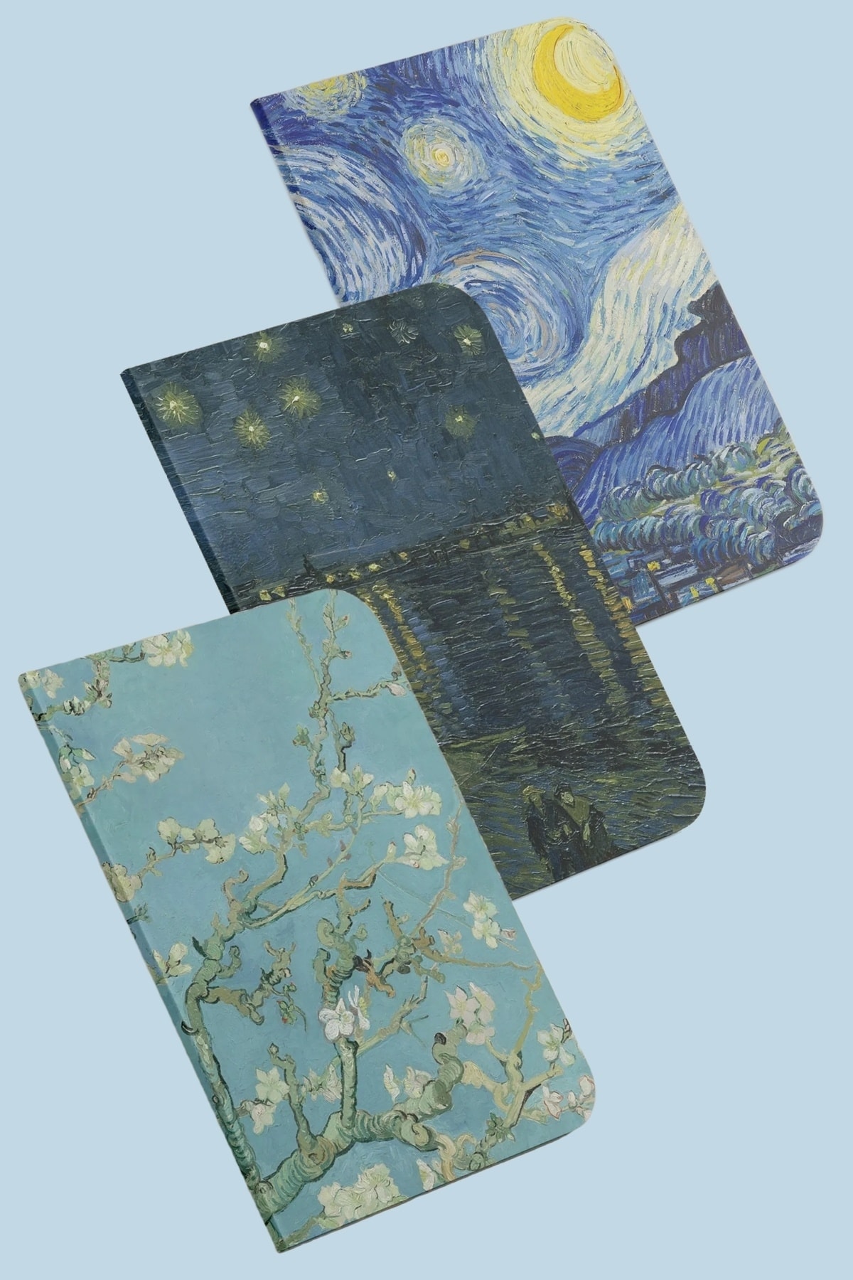 zeddeco Van Gogh 3'lü Defter Seti Starry Night - Almond Blossom - Çizgisiz - 64 Sayfa - 14x21cm